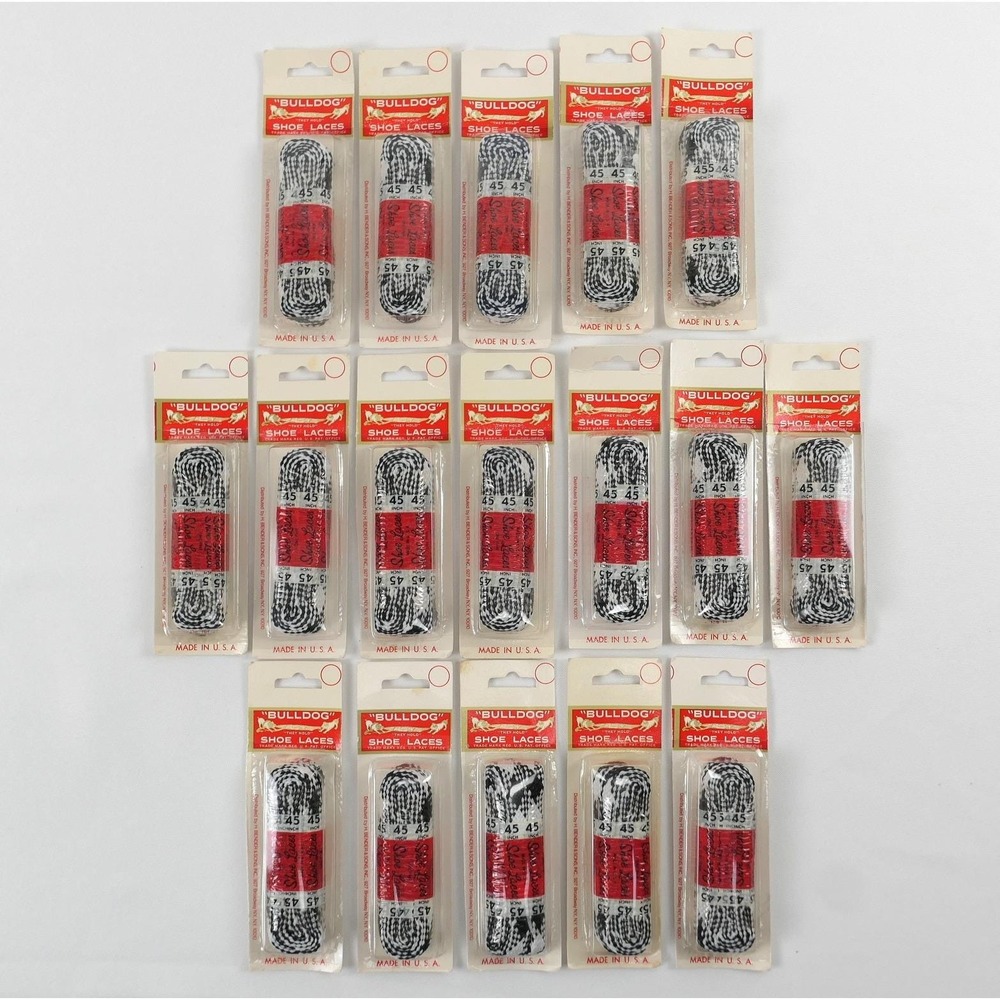 17pk Vintage Bulldog Shoe Laces 45 Inch Black White Checkered Deadstock USA Made